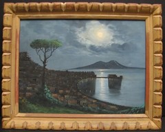 „Bay of Naples under the Moonlight“ original oil by Ciappa, Carlo 1915-1986