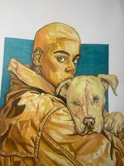 “Man’s Best Friend” Portrait, Alcohol Markers on Paper, Unframed Artwork 9”x12”