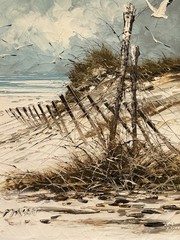 Alfred George Morgan (UK), VTG Impasto Style O/C Coastal Scene Signed