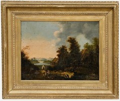 Framed 19th Century Oil – Life in the Lakes