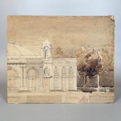 Antique French Watercolor Seascape French Admiralty Bizerte Tunisia Signed 1918