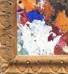 ANTQ French Provincial Artist’s Palette Double-Sided 3-D Impasto O/B Landscape!