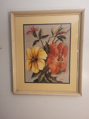 Vintage 1930s 40s Ruben Kupur Original Watercolor red yellow flowers