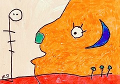 e9Art ACEO ‚a polite summons from an unknown presence‘ abstract childlike naive