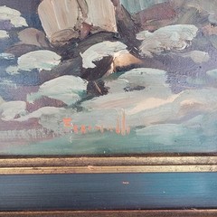 Mid-Century Italian School Oil Painting of Gulf of Naples with Vesuvius, Signed