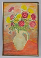 9460049-D Watercolor Garden Flowers Still Life Volkmar Dix Gera 41×62 Cm
