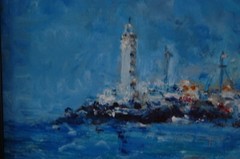 FRAMED ORIGINAL OIL EL MORRO CASTLE HAVANA BAY, CUBA ARTIST: HECTO VIDAL