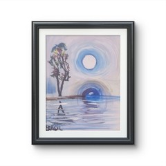 Serene Reflection Colorful Modern Art Acrylic Painting Canvas
