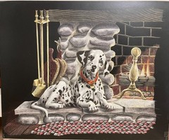 Sally Maxwell – By the Fireplace – 1984 – Scratchboard Art