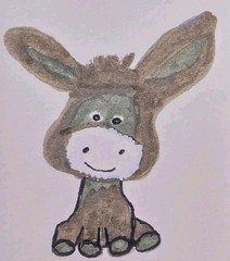 ACEO Original Art Card ATC Watercolor Farm Animals Series# 1 – Donkey By GAT