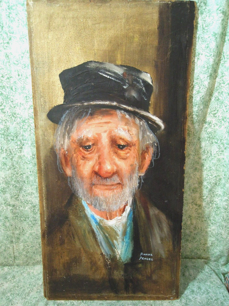 den-528 Dianne DENGEL- original OIL painting „OLD MAN #4″ 24“ tall X 12″wide