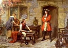 Oil canvas George Sheridan Knowles Armor Blacksmith man woman portrait handmade