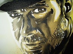 Canvas Painting Indiana Jones Harrison Ford Speckled B&W Art 16×12 inch Acrylic