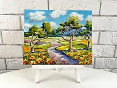 Hill Country Wildflowers Oil Painting Original Austin Texas Landscape 8×10 in