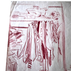 CONSTANCE LEVENE 1964 ORIGINAL SIGNED DATED UNIQUE THE CLOSET DRAWING PAPER