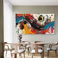 red hand painted 1 piece abstract canvas art wall decor for living room