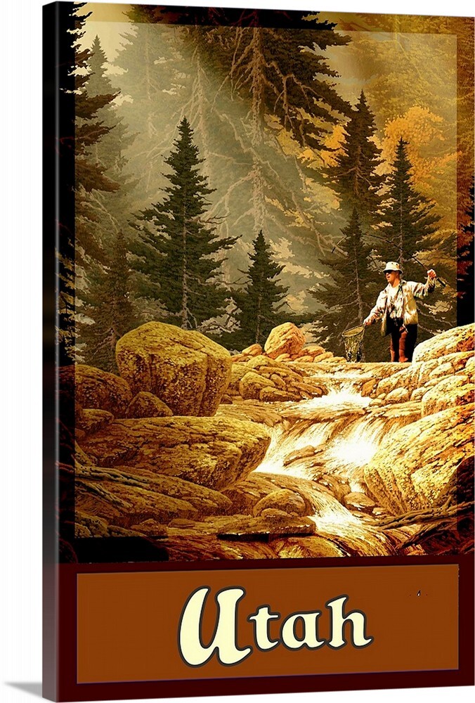 Utah Fly Fishing For Trout Giclee Art Print Canvas