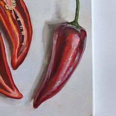 Fiery Red Still Life with Paprika oil painting 10×10“