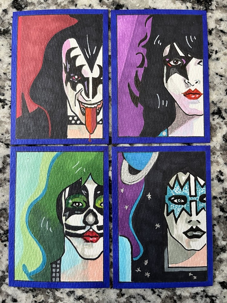 KISS CARD – ACEO – Art Sketch 2.5 X 3.5 Rock Music Painting Simmons Drawing