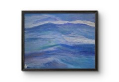 Original Hand Painted 11×14 Expressionist Ocean Blue Acrylic Panel Art Signed
