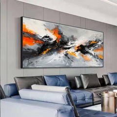 HandPainted Black Abstract Oil Painting Art Pictures On Canvas Home 27x54in