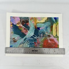 Original Abstract Art Painting on Heavy Paper Colorful Acrylic Signed 9×11.75 E