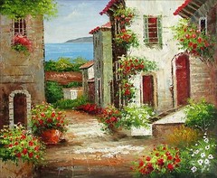 Framed Tuscany Italy – Landscape 1, Quality Hand Painted Oil Painting, 20x24in