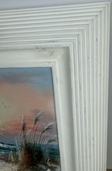 Seascape Ocean Lighthouse Painting Nautical Frame Signed J Thompson 9.5” x 7.5”