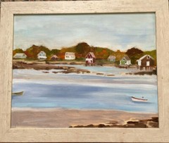 Maine Artist Jill Matthews Original Landscape Oil Painting Of Fall Seascape View