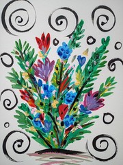 Florals & Swirls 9×12 Thick Watercolor Paper Original Art Expressionism Abstract