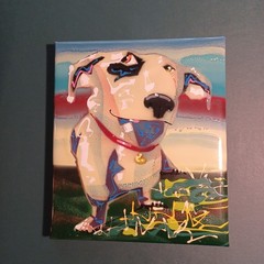 Acrylic Dog Painting On Metal Bull Terrier By Burnt Hands Metal 2011 12×14