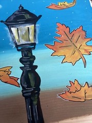9 1/2 X 11 Recycled Wood Fall Painting Acrylic Leaves Light Christmas Decor