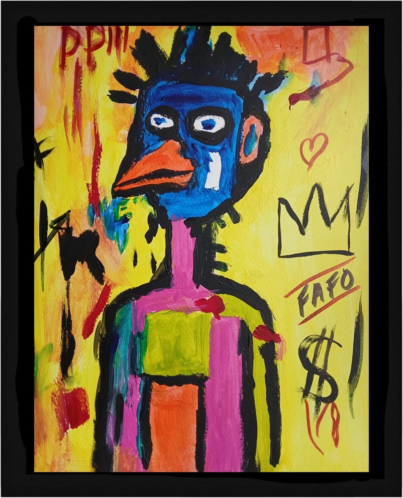 ABSTRACT /EXPRESSIONISM 11×14 Beak Man Modern Street ART Colorful Painting