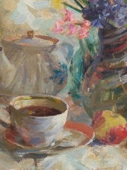 Oil painting Morning Ukrainian painter Unframed Decor original still life art
