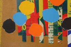 Mid Century Collage Abstract Style Oil Painting On Canvas Signed Jon Henry