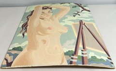 Vintage 1950s Nude Paint By Number Woman Model 16” x 12” Mid-Century