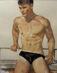 🎨 ORIGINAL NUDE MALE WATERCOLOR PAINTING by Eric Fisher
