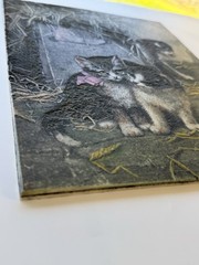 Resin Tile Of Cat Painting Titled “curiosity” 8X10