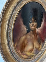 Julian Ritter Original Oil Painting – Rare Mid-Century Nude of a Black Woman