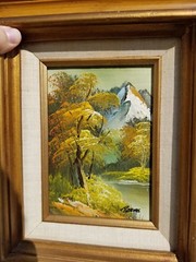 WENDY REEVES ORIGINAL OIL PAINTING MOUNTAIN STREAM LANDSCAPE FRAMED