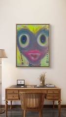 BLESSED#1521 Alien Friend 20×16 Original Art Canvas Acrylic