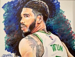 Jayson Tatum CELTICS Original Art 8.5×11 OOAK 1/1
