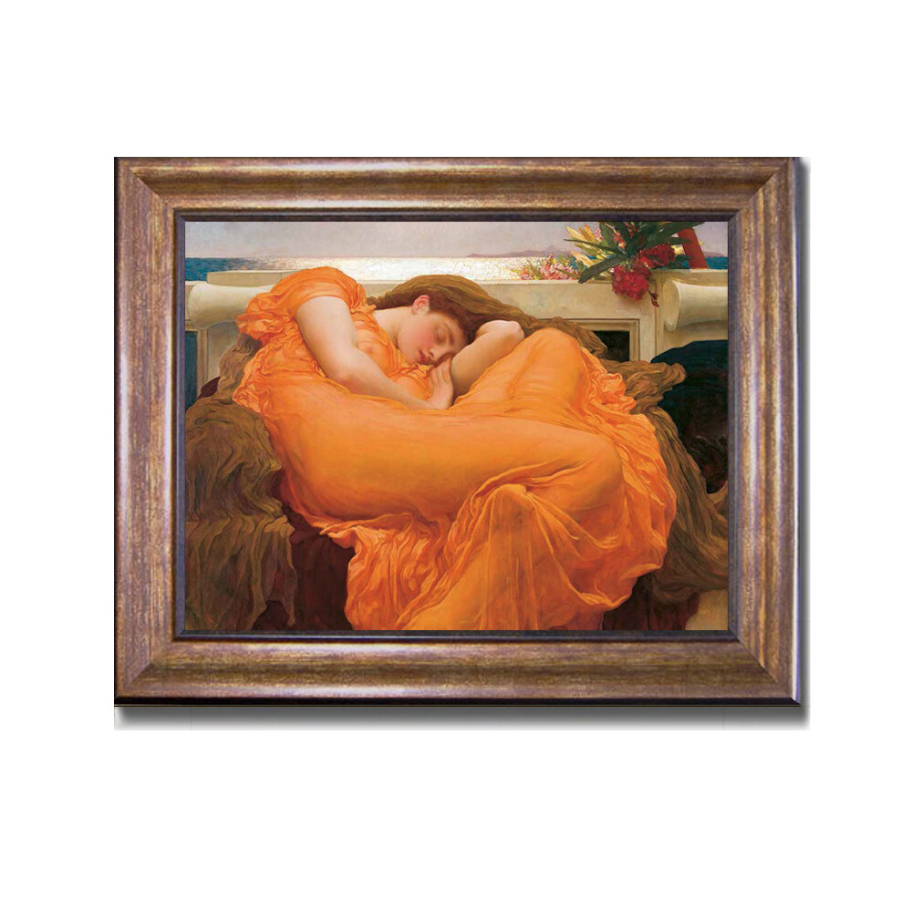 Bronze Framed Flaming June by F. Leighton Canvas Artwork 16 in x 20 in Frmd Size