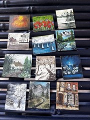 Miniature Paintings signed Del Faris 2022-2023 Landscap LOT Of 11