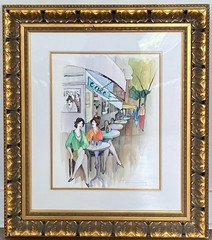 Itzchak Tarkay SIGNED ORIGINAL “People Watching” Watercolor 2008 Park West