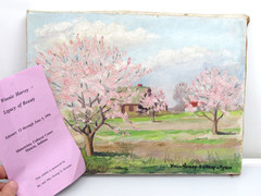 WINNIE HARVEY Oil Painting Indiana Artist Muncie 1950s Blossom Trees Landscape