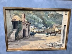 Maude Parker Watercolor „Harbor View“ United Kingdom Artist