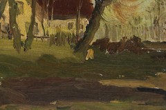 Drawstring Johan Hendrik WEISSENBRUCH (1824-1903) Homestead on the Moor Oil Sketch c. 1890