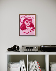Original Retro Cowgirl Pink Canvas 12×16 Acrylic Colorful Western Pop Art