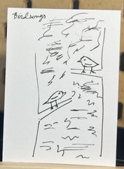 ACEO Original Art Card Line Drawing Birds Songs Trees OOAK annesartdesigns